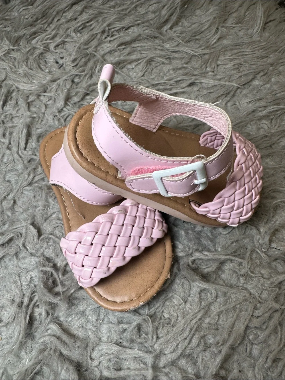 Lucky Brand Girls Pink Faux Shearling Cozy Slippers Moccasin Shoes